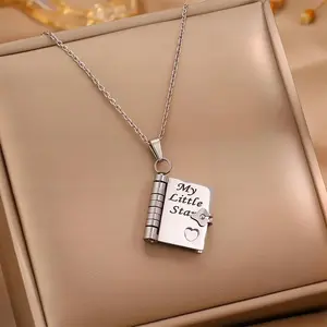 My Little Star Book Necklace for Daughter SonBirthday Day Gift Graduation Jewelry of LoveStainless Steel 18 Inch Chain Gift Boxed PremiumQuality Strong Resistant to Tarnish SpecialMessage Pendant