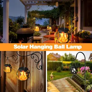 4pcs Solar Flame Pendant Lights, Outdoor Decorative Lamps, Garden & Patio Lighting, Portable LED Lanterns, Energy-Saving Festival Lights