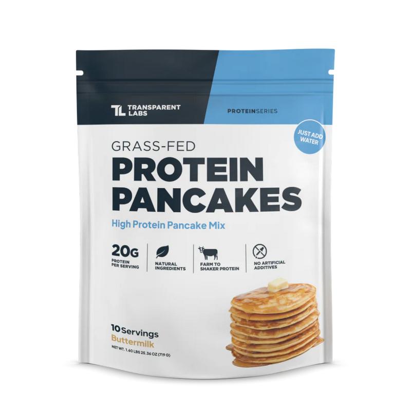 Transparent Labs Grass-Fed Protein Pancakes - 20g Protein, 36g Complex Carbs, MCT Oil, No Artificial Additives, 10 Servings, High Protein Pancake Mix