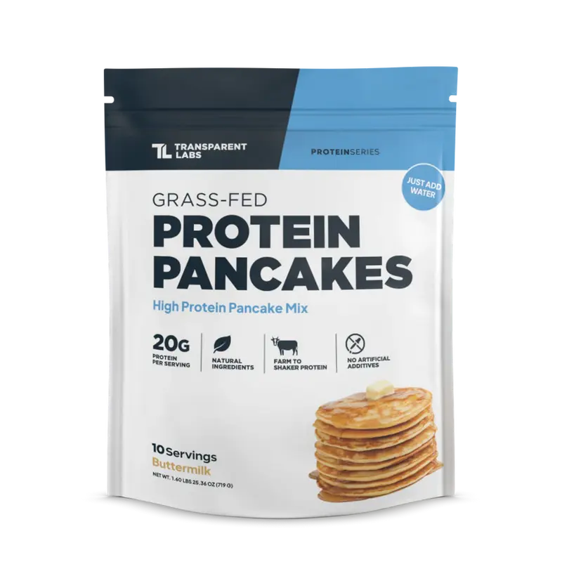 Transparent Labs Grass-Fed Protein Pancakes - 20g Protein, 36g Complex Carbs, MCT Oil, No Artificial Additives, 10 Servings, High Protein Pancake Mix