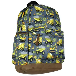 Dump Trucks 16" Backpack Construction Vehicles Travel School Book Bag for Daily Use