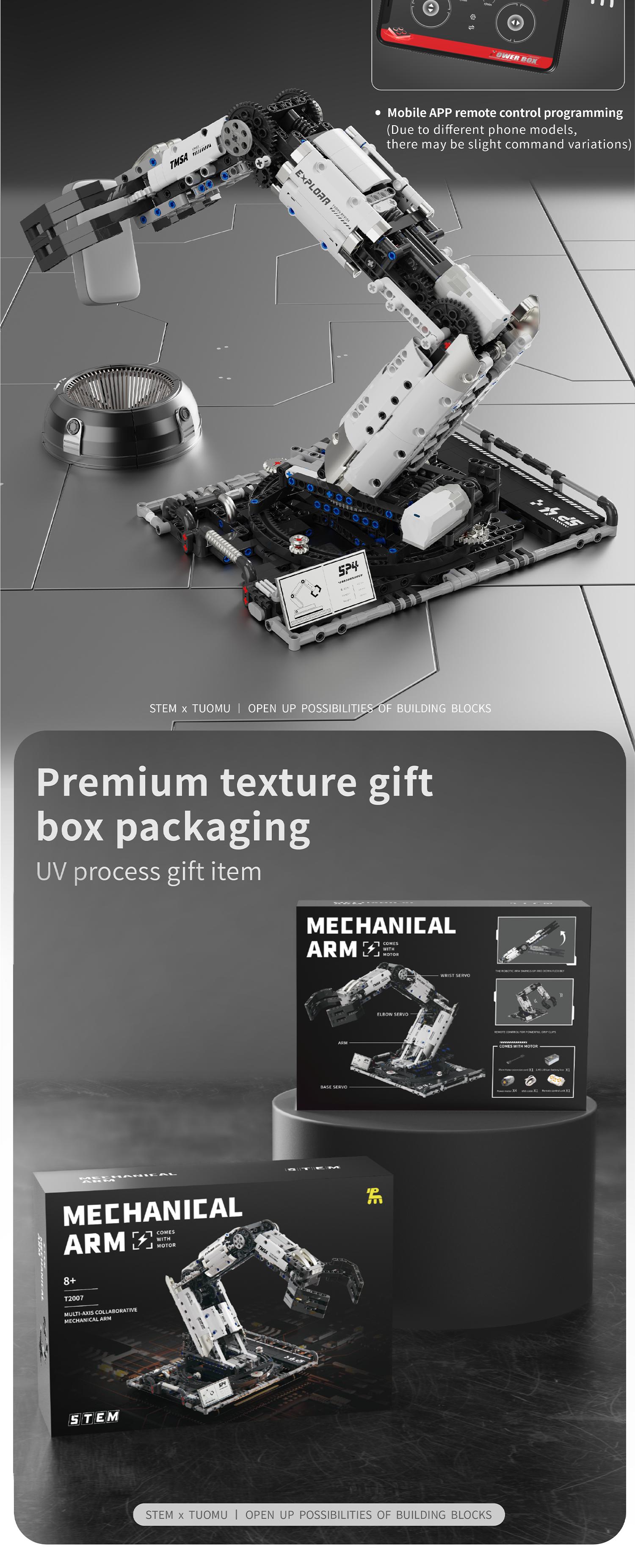 STEM Technic RC Robotic Arm Building Blocks Set 1029Pcs, 8-Channel Remote Control DIY Toy, Spring Easter Holiday Present for Children 8-14 & Adults