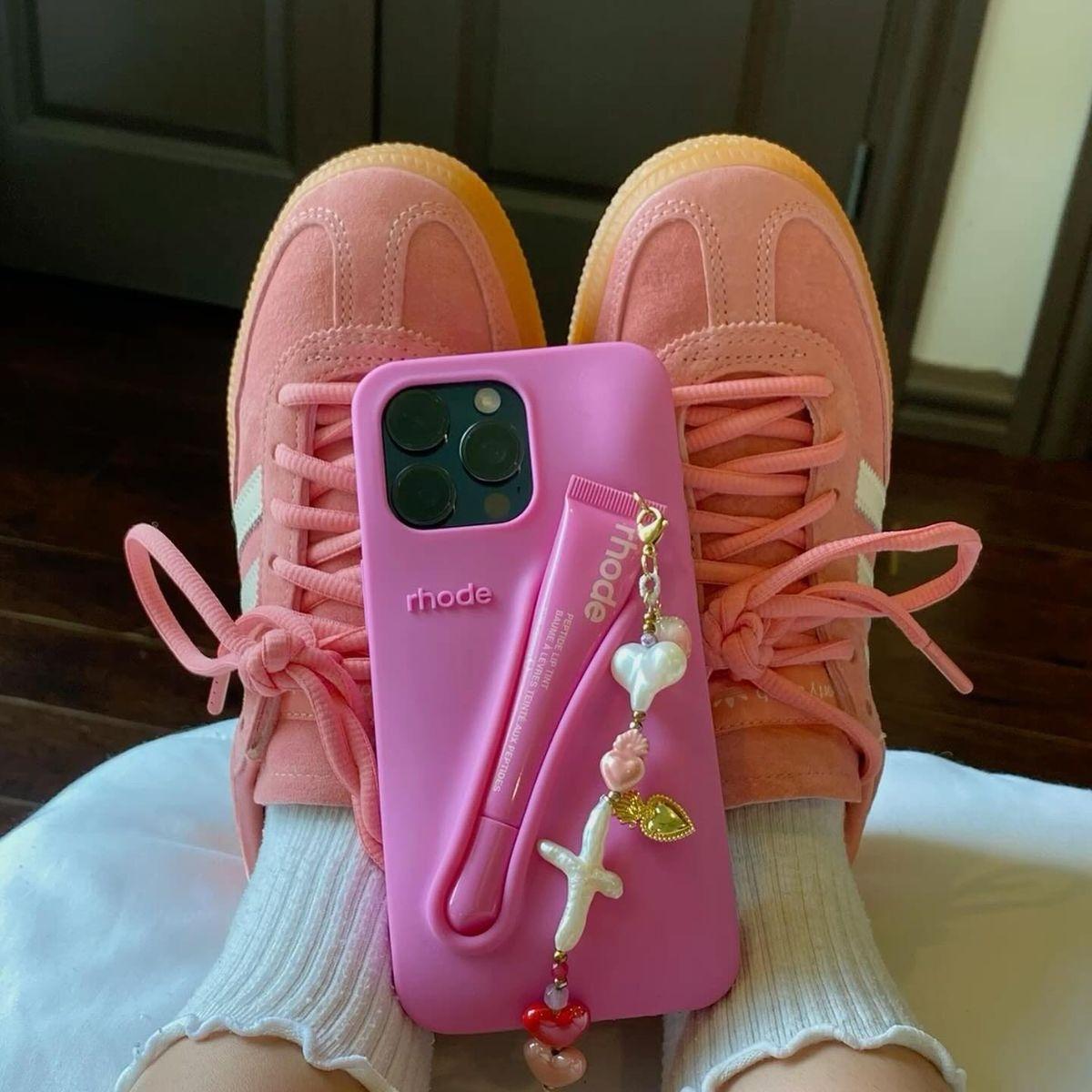 Rhode With box Makeup Pocket Phone Case with Lip Balm Holder for iPhone 11 12 13 14 15 16 17, Cute Protective Back Cover, Handy Beauty Storage Phone Accessory for Women and Girls