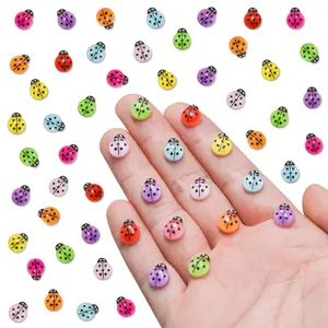 Colorful Mini Ladybug Charms for Crafts, 50pcs Dollhouse Miniature Ladybug, Tiny Ladybugs for Fairy Garden Dollhouse Micro Landscaping Decoration, Kids Toys