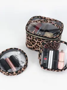 Christmas Gift New Lipstick Makeup Bag Travel Cosmetic Bag Leopard Print Convenient Valentine's Day Mother's Day Gift for Girlfriend Daughter Transparent PVC Wash Bag
