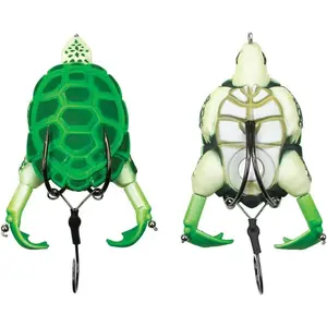 Topwater Fishing Lures Kit (3-Pack) for Bass, Trout |   1 Turtle Lure, 1 Frog Lure, 1 Sunfish Prop Lure |   Freshwater Fishing Bait for Pike, Soft Hollow Body, Weedless Hooks