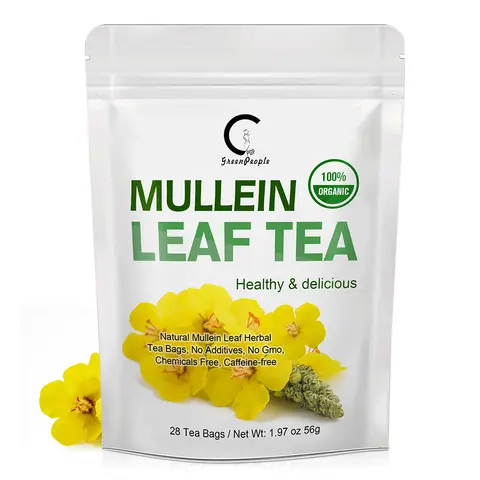 Green People Organic Mullein Leaf Bagged Fruit & Herbal Tea Beverage - Natural Lung Detox, Respiratory Support, Caffeine-Free, 28 Tea Bags for Daily Sips