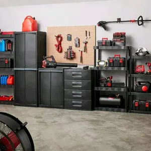 Hyper Tough Black Plastic 4-Tier Shelving Unit, 280 lb Capacity, 56.2x30x13.8 Inches