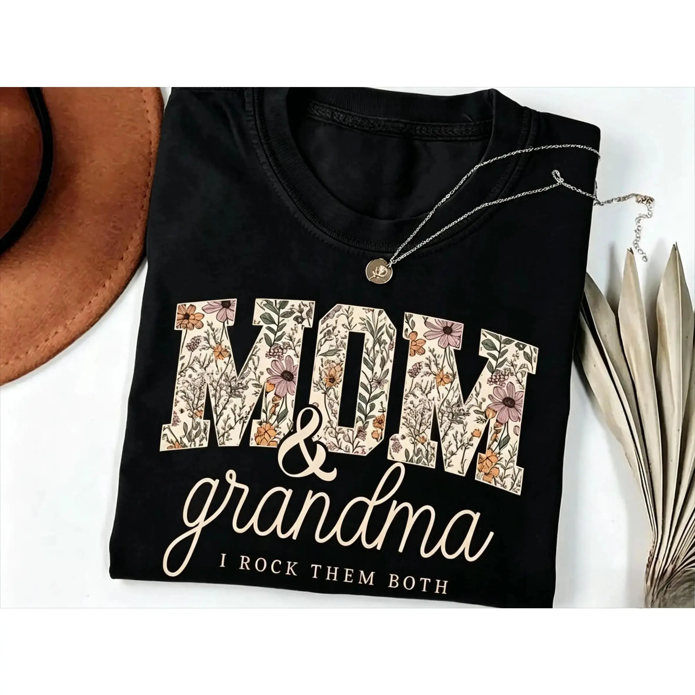 Grandma And Mom I Rock Them Both Shirt, Floral Mom & Grandma Shirt, Mother's Day Gift, Grandmother Graphic Tees, Wildflower Women Shirt