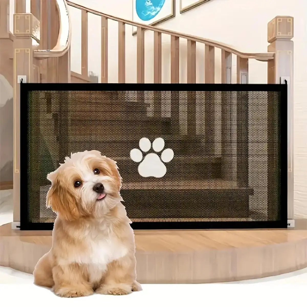 Expandable Security Pet Gate, Durable Paws Mesh Gate for Indoor and Outdoor Use, Adjustable, Portable, Easy To Install, Home Pet Stairs Barrier, Home