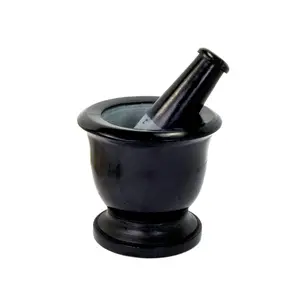 Simple Black Soapstone Mortar and Pestle Set