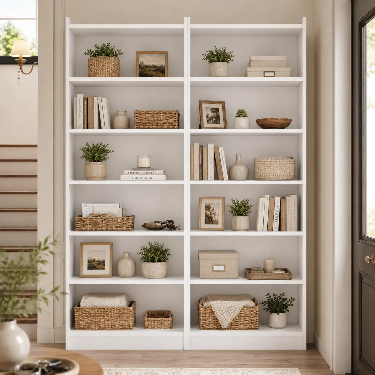Costoffs 2-Piece Modern 7-Layer Open Bookshelves - Sleek Tall Office Furniture, Home Organization Storage Organizer for Study & Home Office, Supports Books & Accessories