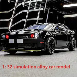 1/32 Challenger Eye Hellcat Alloy Car Model, Muscle Sports Car Toy for Boys, Collectible Display Piece, Sound Effects, Light Up, Birthday Gift