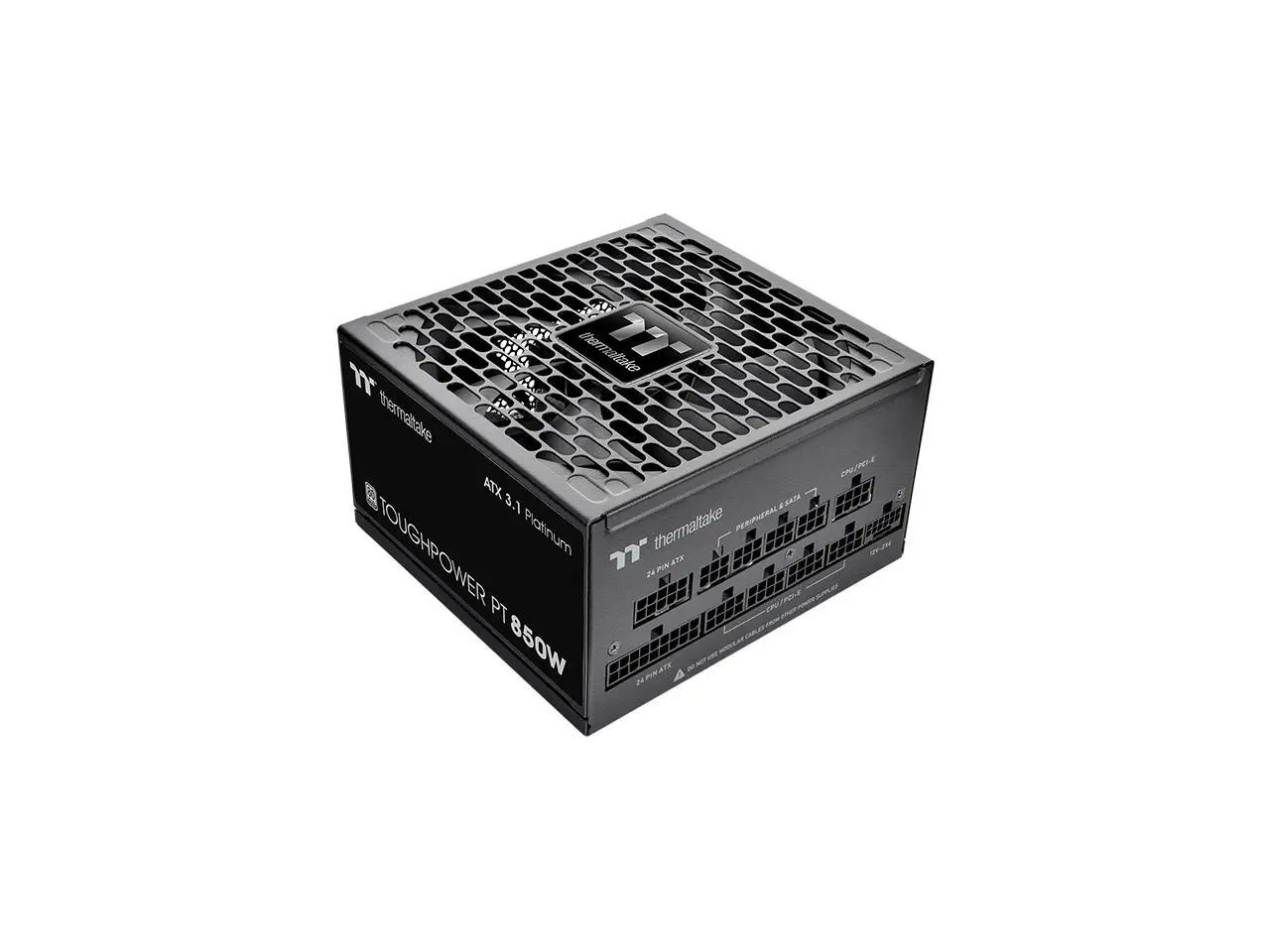 Thermaltake Toughpower PT 850W; ATX 3.1; Native PCIe 5.1 12V-2x6; Etched Flat Cables; Dual-Color H++ Connectors; 100% Japanese Capacitors; 135mm Hydraulic Bearing Fan; 80 Plus Platinum Certified
