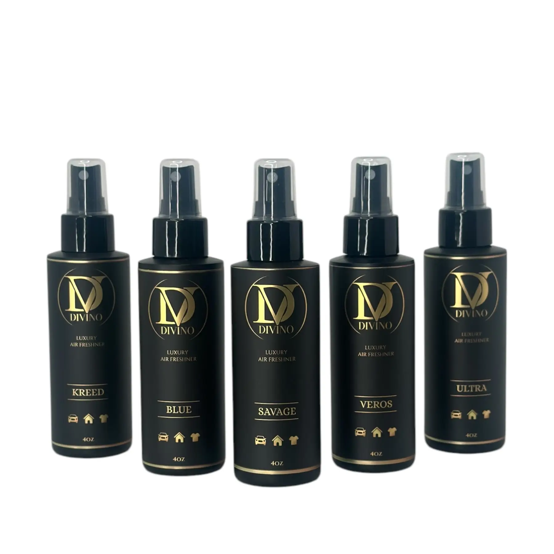 Divino Luxury Car & Room Cologne - Woody Aromatic 4oz Air Freshener for Elegant Spaces - KREED, ROUGE, Veros, Victory Fragrances