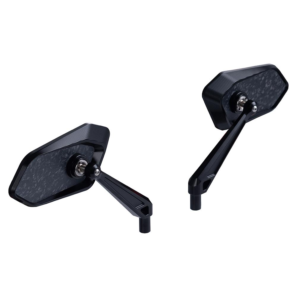 FireBlade Carbon Fiber Performance Motorcycle Side Mirrors - CNC Machined Forged Carbon-Billet Aluminum Motor Part, Easy Install Replacement with Aggressive Look & Improved Vision for Harley-Davidson, Indian, Larger View