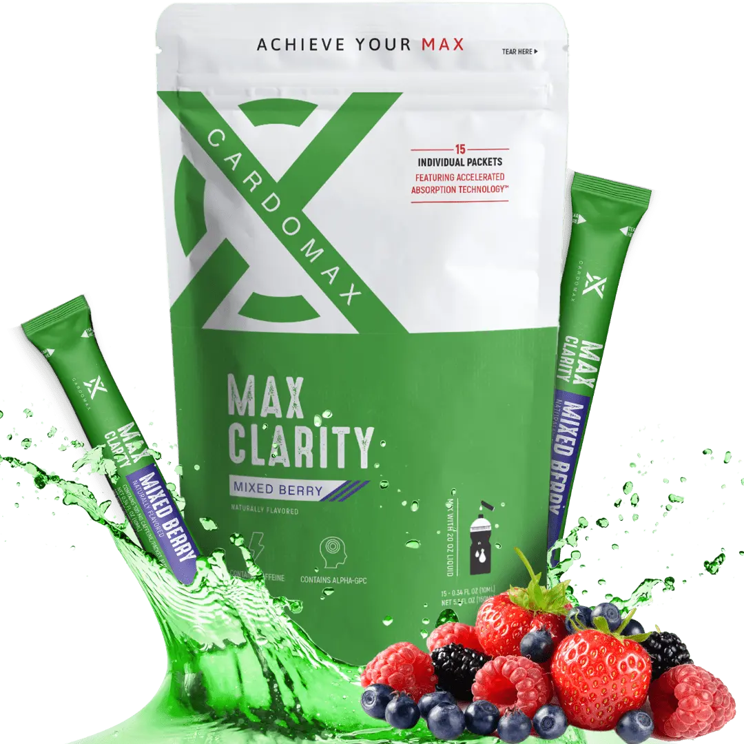 CardoMax Max Clarity Nootropic Energy Sticks – 15 Pack Liquid Brain Booster with Caffeine, Alpha GPC & L-Theanine – Nootropics for Memory, Focus & Mental Clarity – Sugar-Free Cognitive Support Supplement