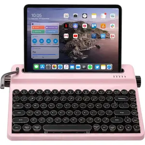 QL75  Typewriter Hot Swap Retro Mechanical Keyboard,Punk Round Keycaps,RGB Backlit QMK/VIA Programmable,Multi-Device Keyboard with 2.4GHz/Type-C/BT5.0 (, Onyx )