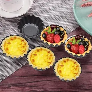 10pcs Premium Carbon Steel Egg Tart Molds, Non-Stick, High-Temperature Resistant, Easy to Clean, Ideal for Lemon Tarts, Puddings, Cakes