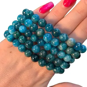 HQ Blue Apatite 8mm Stretchy Bracelet- 7.5” Band