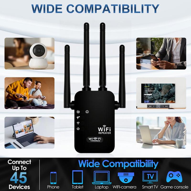 WiFi Extender 2025, 1200Mbps Dual Band (5GHz/2.4GHz) Signal Booster, Covers 10,000 sq. ft & 50 Devices, Repeater with Ethernet Port for Home, Gifts