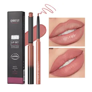 Matte Lipstick + Lip Liner Set, Long-Lasting Natural Nude Color, Non-Fading Lip Makeup Kit, Complete Solution for Lip Beauty