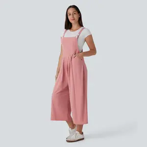 Halara Pockets Capri Waffle Casual Overalls