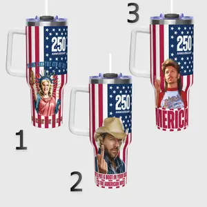 USA Patriotic Tumbler Bundle 3 Pack 40oz, Funny America Quotes Mug, 4th of July Gift Set, American Flag Travel Cup