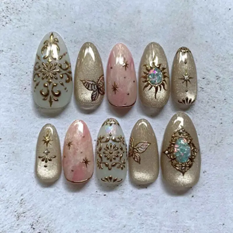 Stylish Press-On Nails Set, Fake Nails, 30pcs Nail Art Accessories, Nail Art Supplies, Nail Designs, Flower Nails, Durable & Easy Application, Perfect for DIY Manicure