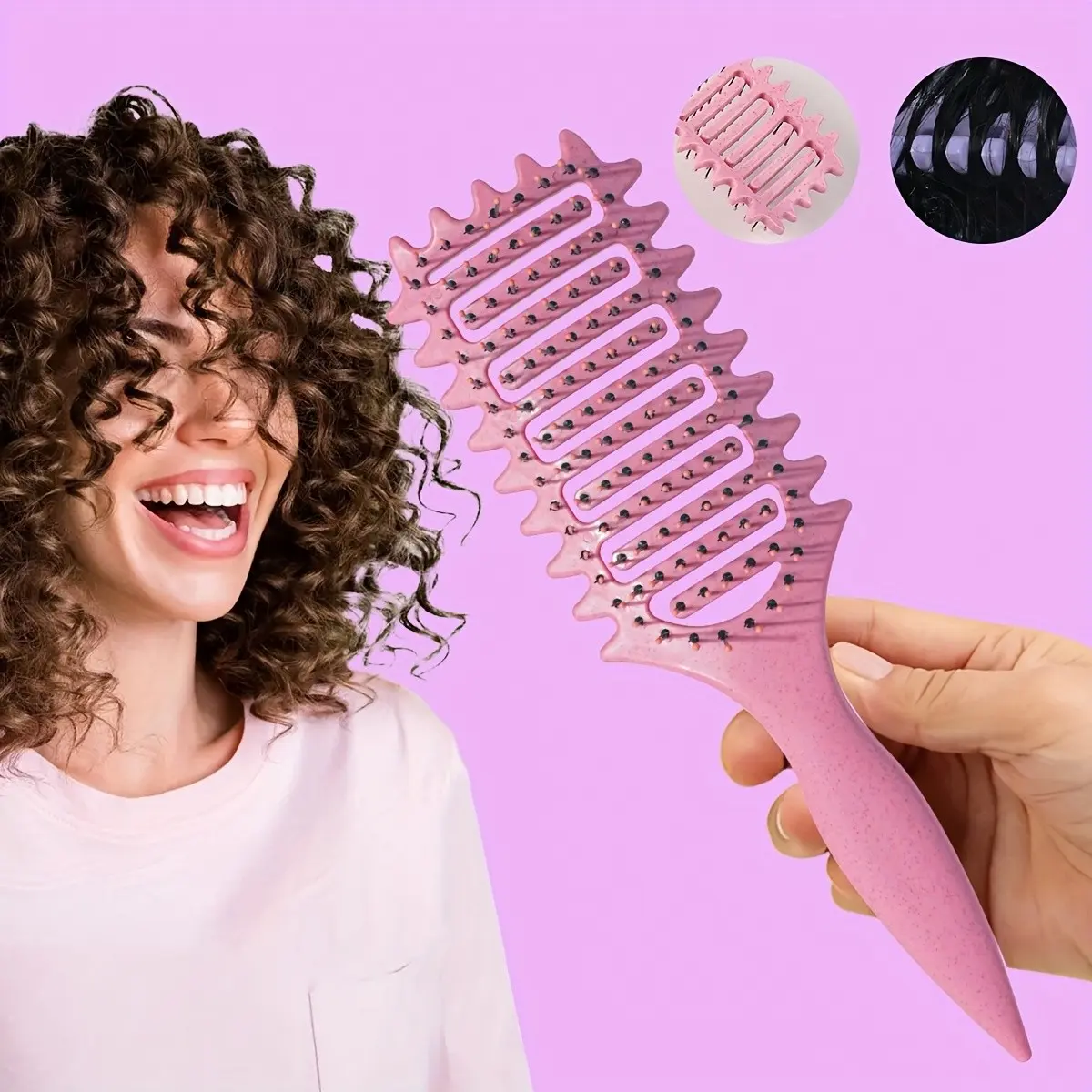 A hair comb, curling comb with breathable hole design, Comb for Curly Hair, specially made for women to create and define curls, suitable for all hair types! Instantly unleashes curling potential, shapes, sets, and enhances overall styling.