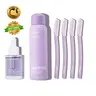 Adults' Facial Hair Remover Kit - Plant Extract Prep Spray, Regrowth Inhibitor Serum, 4 Razors, All-Skin Gentle After-Shaving Depilatories, Anti-Razor Bump & Ingrown Prevention, Bikini Line Precision Shave, After-Shaving Hair Depilatories