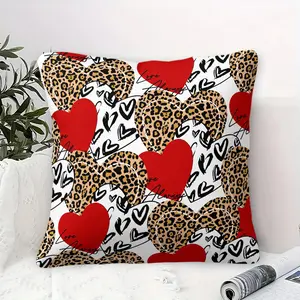 Leopard Print Heart Theme Body Pillow, Polyester Fiber Material, Soft and Fluffy Sofa Cushion, Suitable for Home Use, Perfect for Decorating Sofas and Living Rooms.