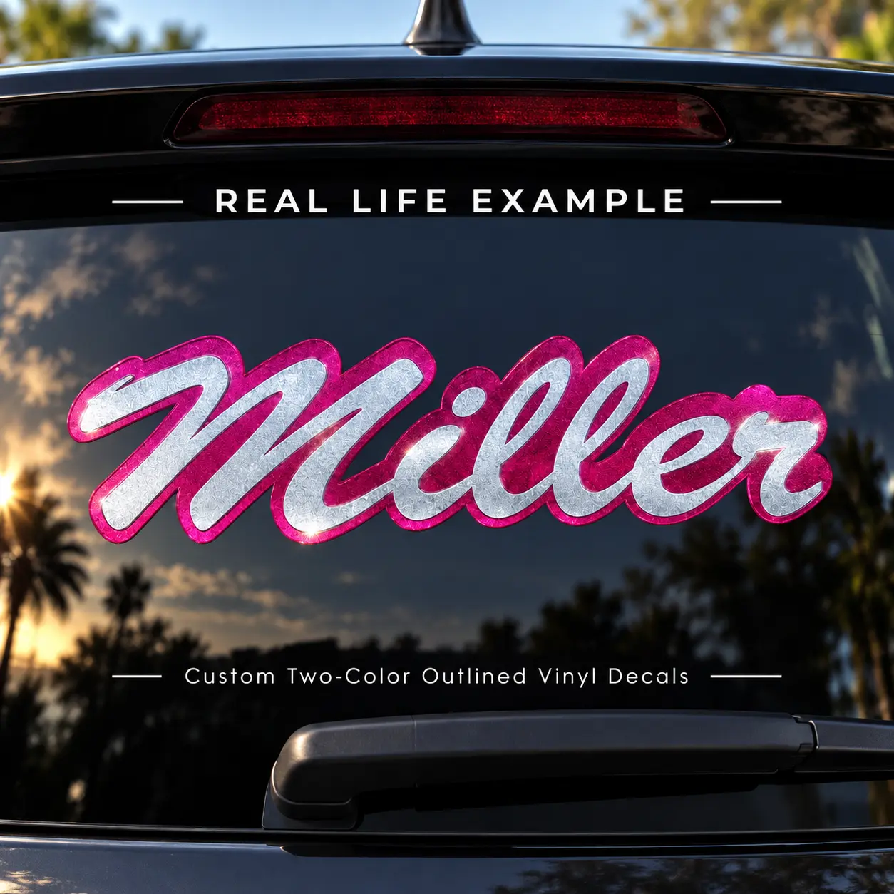 Custom 2-Color Outlined Vinyl Decals, Automotive & Motorcycle Car Exterior Accessories Car Stickers