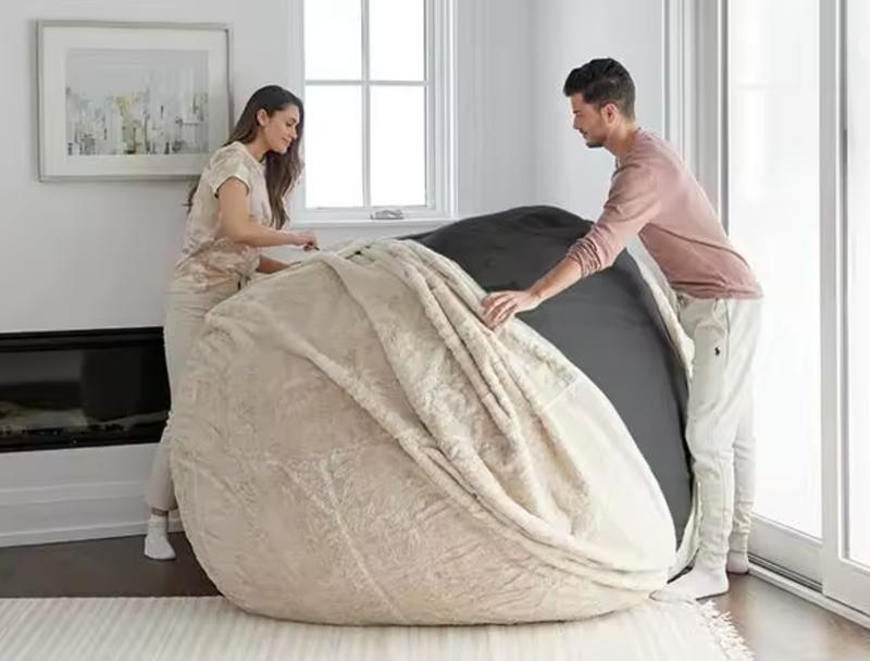 5FT/6FT Jumbo Bean bag Lazy sofa with filler Bean bag Chair Ship Free High-Rebound Memory Foam Furniture Flannel Cover Removable