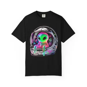Neon Alien Astronaut T-shirt | Cute Space Helmet Graphic