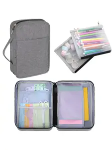 Journal Supplies Storage Case-Travel Organizer Holder for A5/B5 Planner, Pens, Journal Supplies and Accessories, Big Capacity Storage Pouch Marker Pen Pencil Case Simple Stationery Bag Office Supplies (Case Only )