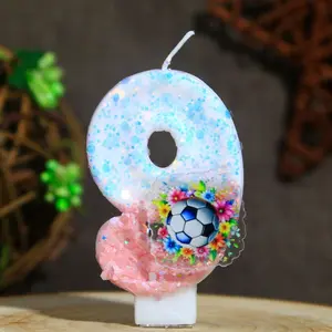 1Pcs World Cup football candle, sparkling cake candle, birthday party cake decoration, cute and cool birthday candle decoration