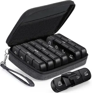 Weekly Pill Organizer 7 Day 4 Times a Day with Stylish Travel Bag, Portable 28 Compartment Pill Box for Vitamins, Medicine & Supplements