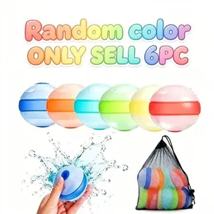 Reusable Silicone Water Balloons 6PCS Set, Quick Fill Colorful Water polo Balls for Summer Water Fight, Garden Play, Pool Fun and Outdoor Family Games, Water Playset