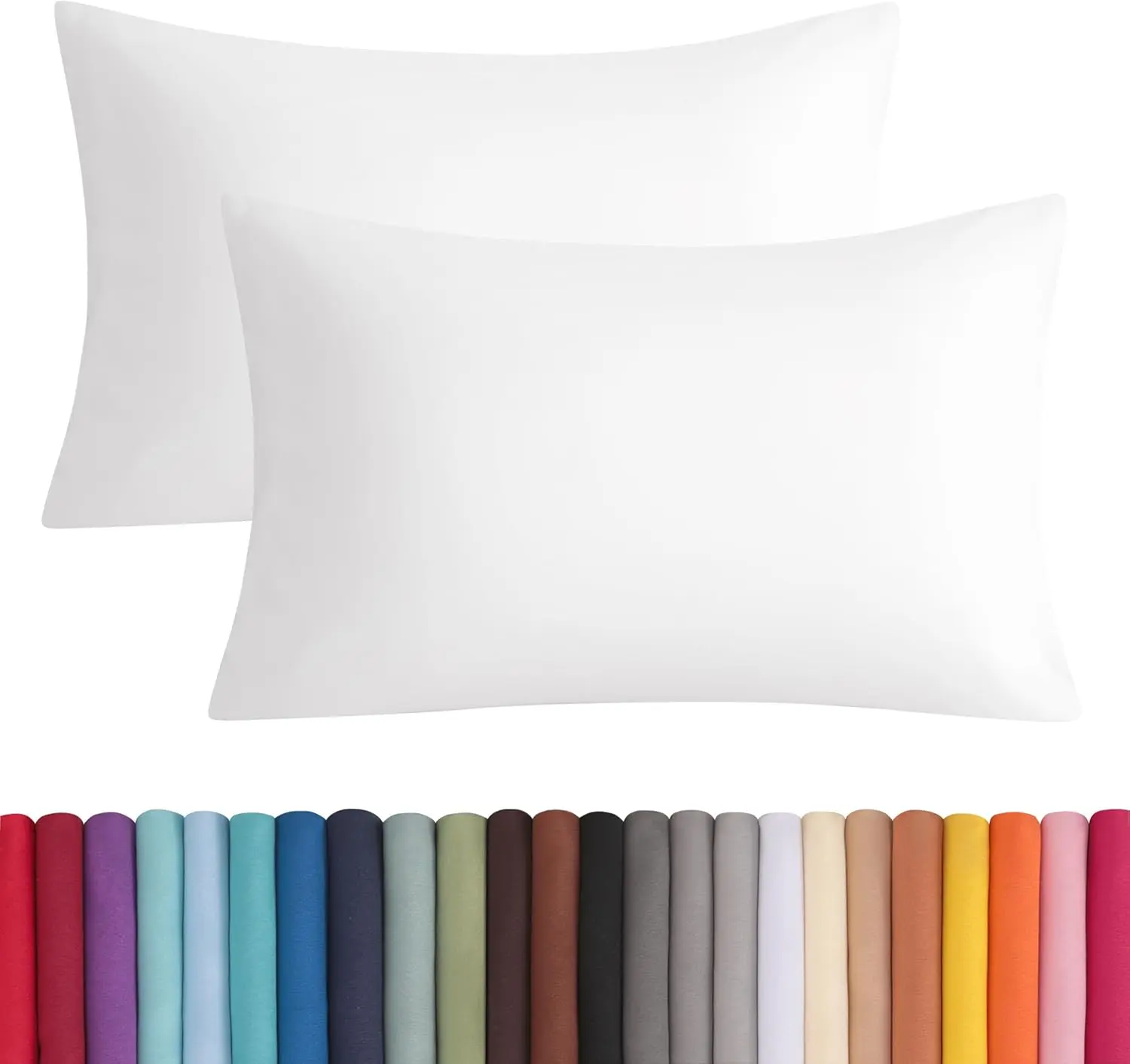 Luxury Microfiber Pillowcases Set of 2 – Queen Size (20x30 Inches), Ultra Soft, Breathable & Cooling Pillow Covers – Bright White