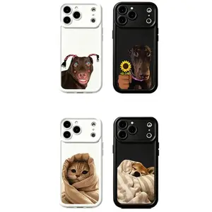 Funny Derpy Dog Cat Doberman Pinscher Meme Pet Face Phone Case for Couples - Phone Accessories for iPhone & Samsung Handheld Smartphone Cellphone Devices - JT28 29 30 31