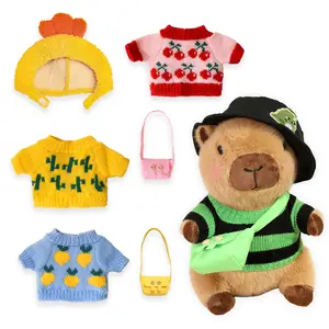 cute stuffed Capybara animal Plush Clothes & Accessories Set, 9 PCS Dress Up Outfit Kit for 12 Inch Capybara Plush collectible Toys soft durable fluffy doll