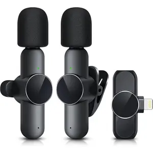 [New Deal] 2 Pack Wireless Microphone Mini Mic for iPhone 7-14 iPad - Suitable for Podcast, Interview, Streaming, Vlog, YouTube & TikTok Audio Plug