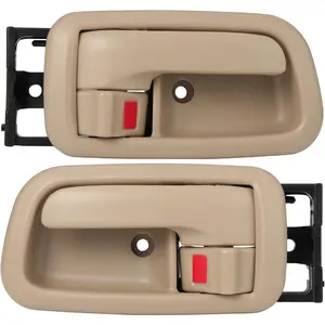 Interior Door Handles With Bezel (Pair), Beige, Front Left Driver & Right Passenger For Toyota Tundra (Standard/Extended Cabs ONLY) 2000,2001,2002,2003,2004,2005,2006