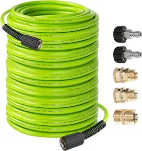 Washer Hose 100 FT, 3600 PSI Flexible Kink Resistant Power Washer Hose Replacement, 1/4" Quick Connect  Hose Extension, Green