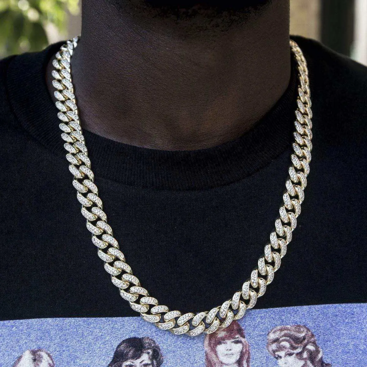 GLD Diamond Cuban Link Chain in Yellow Gold - 12mm - Perfect Gift
