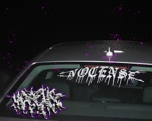 Barbed Wire Car Banner Decal Windshield Sticker for Car Enthusiasts 2 Sizes White Black Chrome Unique Touch