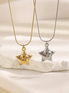 Fashionable and Trendy Star Pendant, Snake Bone Chain Necklace, Women's Necklace, Simple and Casual, Versatile, Daily Party Necklace