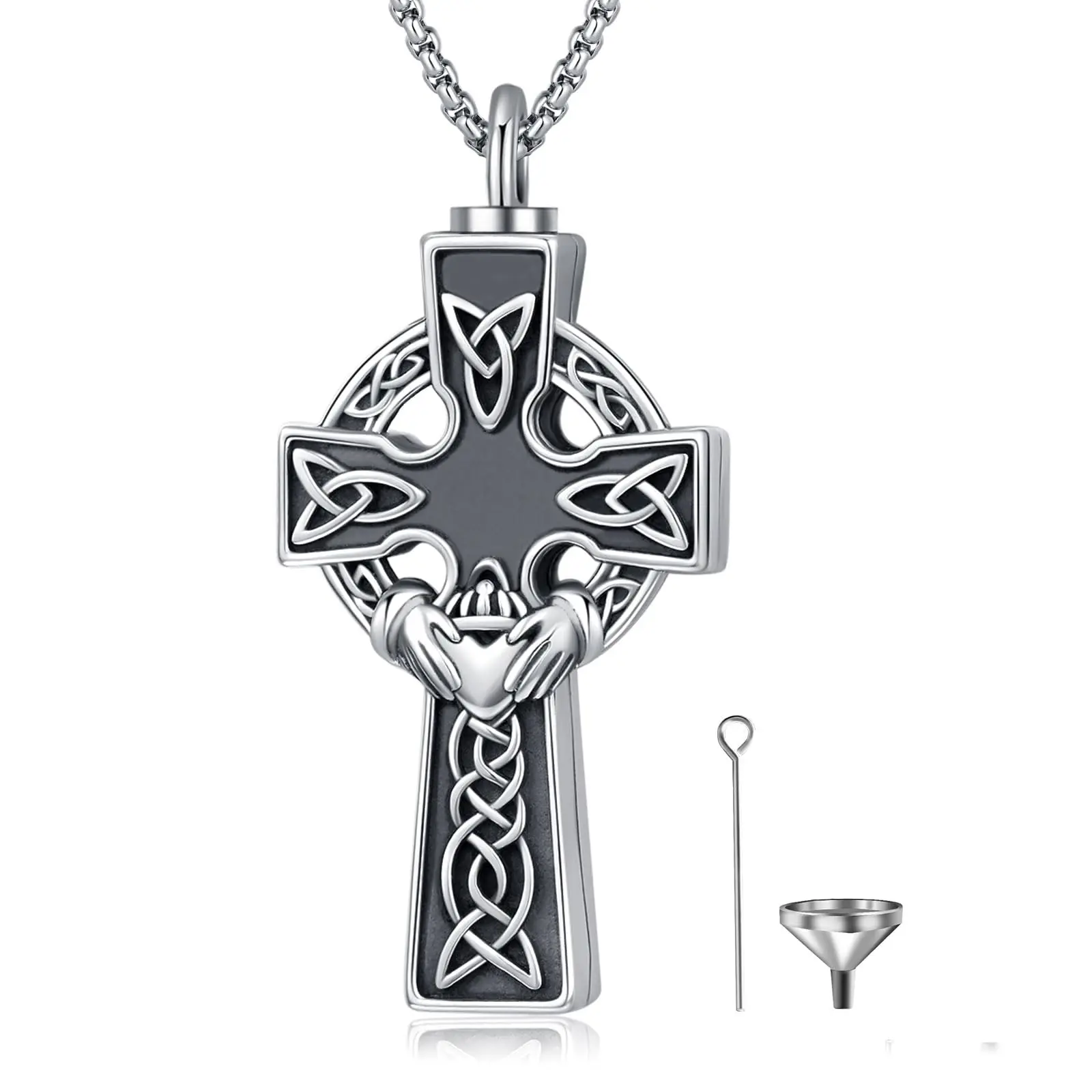 AUDINCEED S925 Sterling Silver Cremation Jewelry Urn Necklace for Ashes for Powder Memorial Pendant Keepsake Put in Ashes of Loved Ones Cat Pet