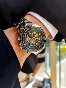 Men's Punk Style Mechanical Watch, Mechanical Style Watches, Fashion Skeleton Automatic Watch for Party, Daily Decor, Trendy All-match & Exquisite Watch for Birthday Gift with Box